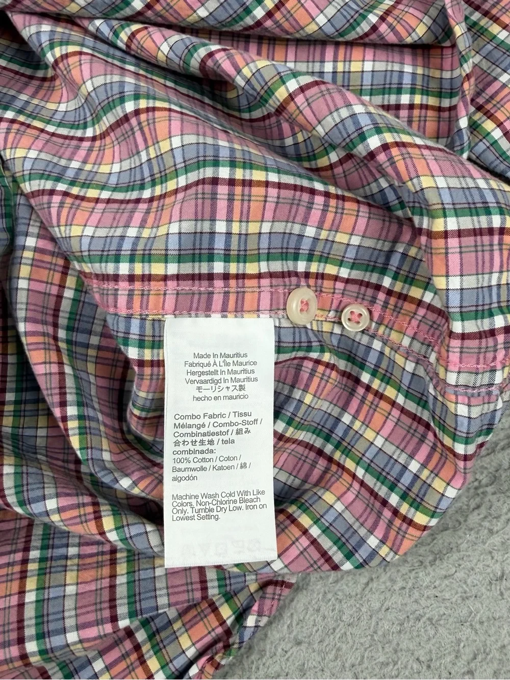J Crew Shirt Mens Large Classic Multicolor Plaid Button Down Long Sleeve Cotton